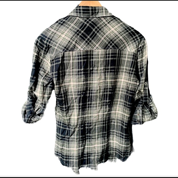 Brown Plaid Utility Button Up Top Size Small - Picture 3 of 11